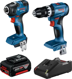 Bosch 18V Brushless 2 Piece 4.0Ah Combo Kit with drill, driver, battery and charger.
