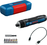 Bosch GO 3 screwdriver set with USB charging cable.