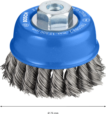 PRO Metal heavy Cup Brush, 75 x 0.5 mm, Thread Bosch PRO Metal heavy cup brush 75mm for angle grinders.