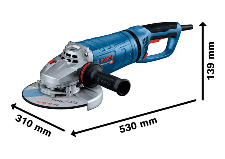 Bosch GWS 27-180 PR angle grinder with ergonomic handle.