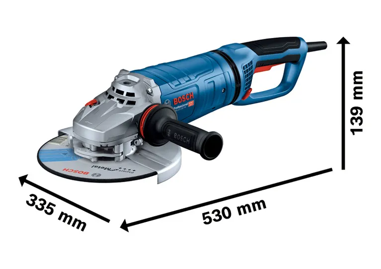 Bosch GWS 27-230 PR angle grinder with ergonomic handle.