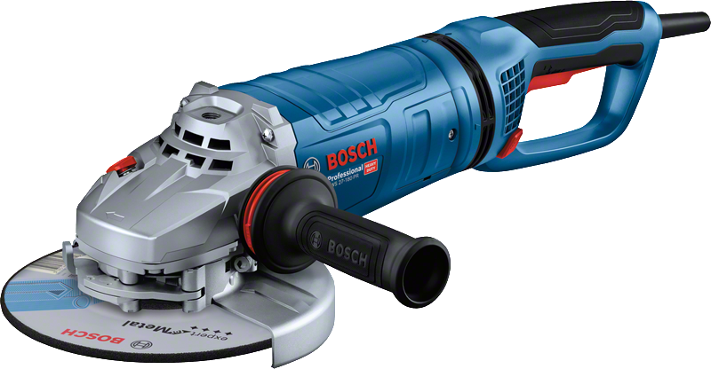 Bosch GWS 27-180 PR angle grinder with ergonomic handle.