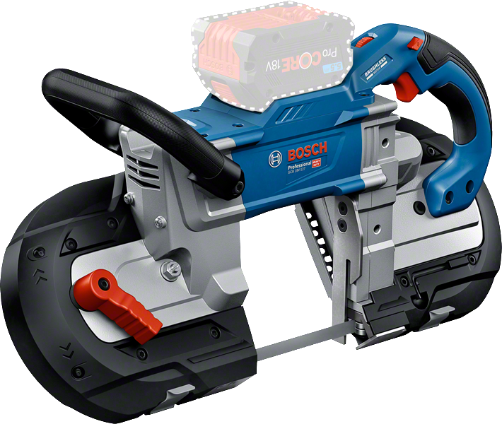 Bosch GCB 18V-127 cordless band saw for metal cutting.