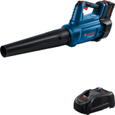 Bosch GBL 18V-750 cordless leaf blower with battery.