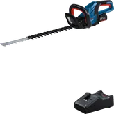 Bosch GHE 18V-60 cordless hedge trimmer with charger.