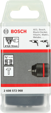 Keyless chucks up to 10 mm Bosch 3/8″ drill chuck 0.8–10mm.