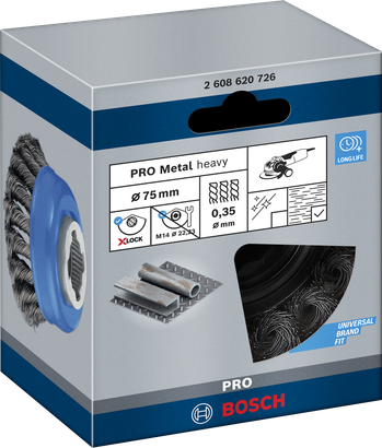 Bosch PRO Metal heavy X-Lock cup brush 75×0.35 mm.