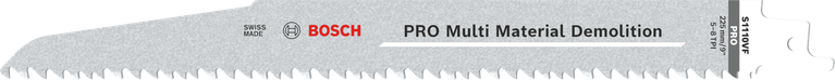 PRO Multi Material Demolition S1110VF Blade, 1.6 x 22 x 225 mm, 5 pcs Bosch PRO Multi Material Demolition S1110VF blade, Vario toothing.