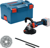 Bosch GBR 18V-15 S wall grinder with case and accessories.