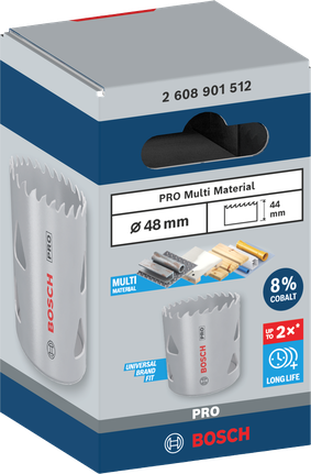 PRO Multi Material Hole Saw, 48 mm, Threaded PRO Multi Material Hole Saw, 48 mm, Threaded