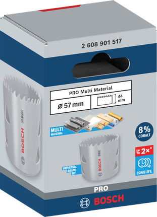 PRO Multi Material Hole Saw, 57 mm, Threaded PRO Multi Material Hole Saw, 57 mm, Threaded