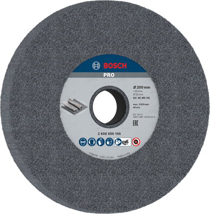 PRO Metal Grinding Wheel, 200 x 25 x 32 mm, G46 Bosch PRO Metal Grinding Wheel 200x25x32 mm G46.