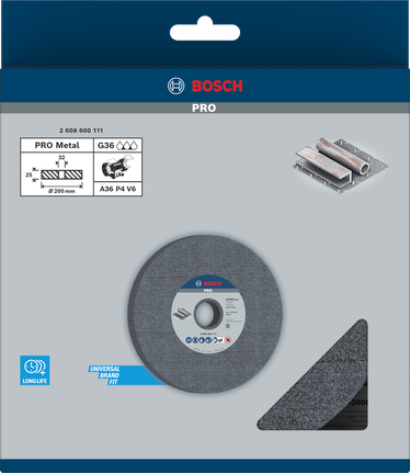PRO Metal Grinding Wheel, 200 x 25 x 32 mm, G36 Bosch PRO Metal grinding wheel 200 x 25 x 32 mm G36.