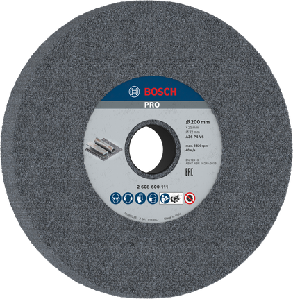 PRO Metal Grinding Wheel, 200 x 25 x 32 mm, G36 Bosch PRO Metal Grinding Wheel 200x25x32 mm G36.