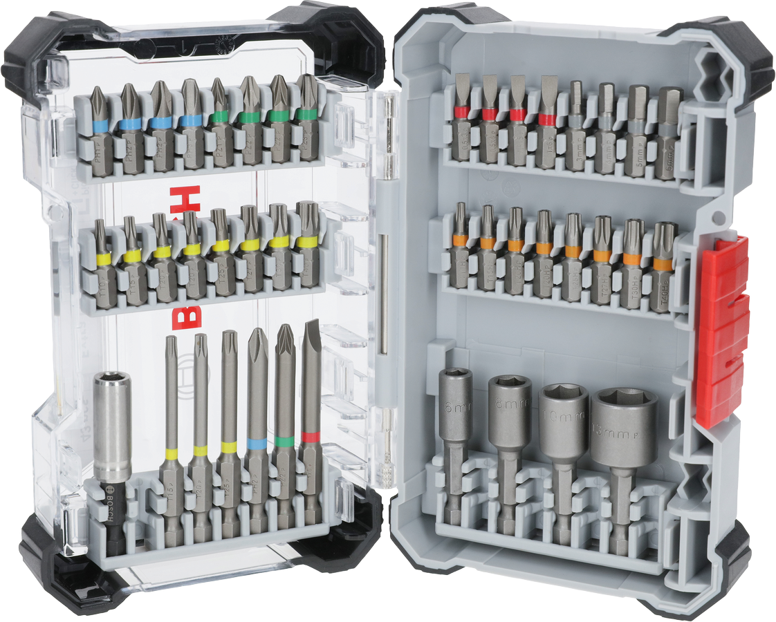 Bosch Extra Hard Screwdriver Bit Set 43 pcs in display case.