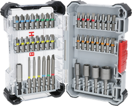 Bosch Extra Hard Screwdriver Bit Set 43 pcs in display case.