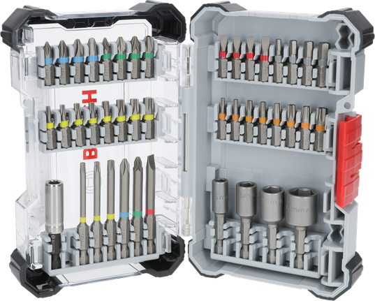 Bosch Extra Hard Screwdriver Bit Set 43 pcs in display case.