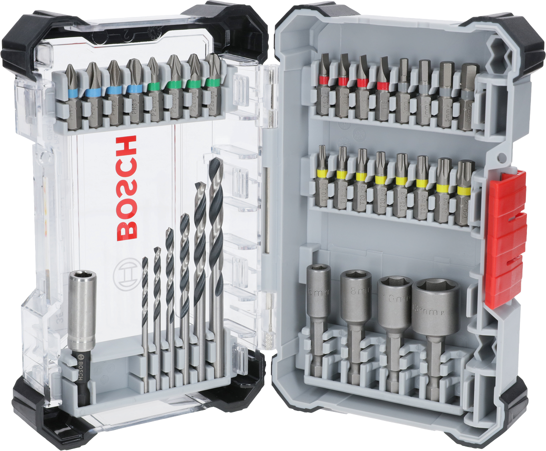 Bosch 35-piece extra hard screwdriver and HSS drill bit set.