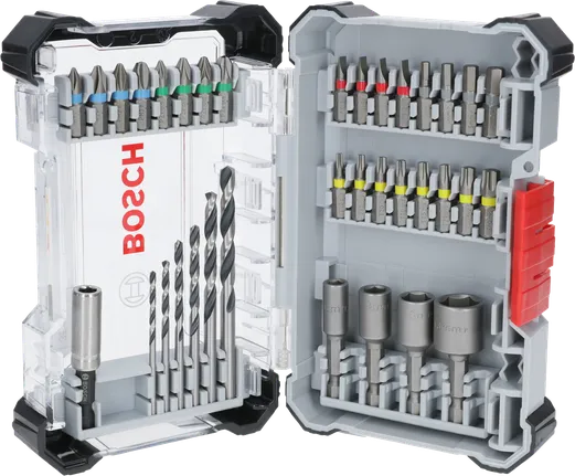 Bosch 35 piece Extra Hard Screwdriver Bit and Metal HSS Drill Bit Set.