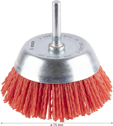 PRO Multi Material clean Cup Brush, 75 x 1 mm, Straight Shank Bosch PRO Multi Material clean cup brush 75 mm nylon.