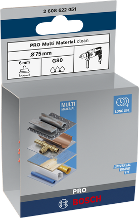 PRO Multi Material clean Cup Brush, 75 x 1 mm, Straight Shank Bosch PRO Multi Material clean cup brush 75×1 mm.