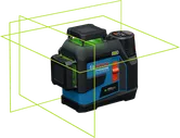 Bosch GLL 12V-100-33 CG laser leveling tool with green beams.
