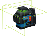 Bosch GLL 12V-100-33 CG laser leveling tool with green beams.