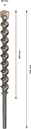 PRO SDS-max-7 Drill Bit, 40x400x520 mm PRO SDS-max-7 Drill Bit, 40x400x520 mm