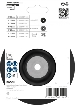 PRO Backing Pad Soft, 115 mm, M14 Bosch PRO Backing Pad Soft 115 mm.