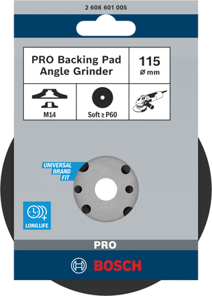 PRO Backing Pad Soft, 115 mm, M14 Bosch PRO backing pad 115 mm.