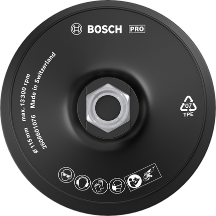 PRO Backing Pad, 115 mm, M14, Hook-and-Loop Bosch PRO Backing Pad 115 mm soft hook-and-loop.