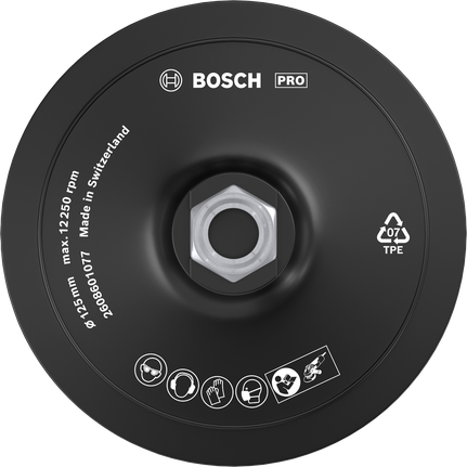 PRO Backing Pad, 125 mm, M14, Hook-and-Loop Bosch PRO Backing Pad 125 mm soft type Hook-and-Loop.