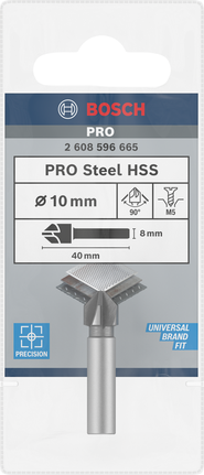 PRO Steel HSS Countersink Bit, 10 x 40 mm, M5 Bosch PRO Steel HSS countersink bit 10 mm.