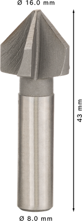 PRO Steel HSS Countersink Bit, 16 x 43 mm, M8 Bosch PRO Steel HSS Countersink Bit 16 x 43 mm.