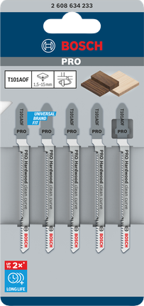 PRO Hardwood clean curve T101AOF Jigsaw Blade, 83 mm, 5 pcs Bosch PRO Hardwood clean curve jigsaw blades 83 mm 5 pcs.