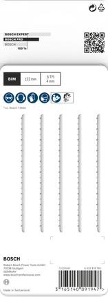 Bosch PRO Hardwood T344DF jigsaw blades 152 mm 5 pcs.