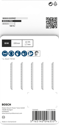 PRO Hardwood clean T101AIF Jigsaw Blade, 100 mm, 5 pcs Bosch PRO Hardwood clean T101AIF jigsaw blades 100 mm 5 pcs.