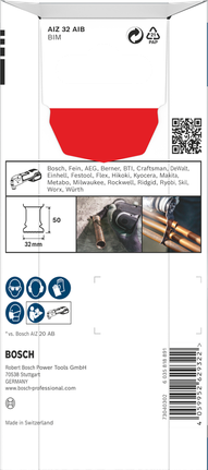 PRO AIZ 32 AIB Plunge Cut Blade, 32 x 50 mm, 5 pcs Bosch PRO AIZ 32 AIB plunge cut blade 32×50 mm 5 pcs.