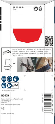 PRO AII 65 APIB Plunge Cut Blade, 65 x 40 mm, 5 pcs Bosch PRO AII 65 APIB plunge cut blade 65×40 mm 5 pcs.