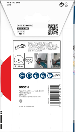 PRO ACZ 100 SWB Multitool Blade, 100 mm Bosch PRO ACZ 100 SWB 100 mm multitool blade.