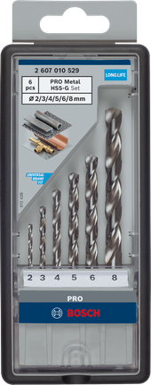 PRO Metal HSS-G Twist Drill Bit Set, 6 pcs Bosch PRO Metal HSS-G drill bit set 6 pcs.