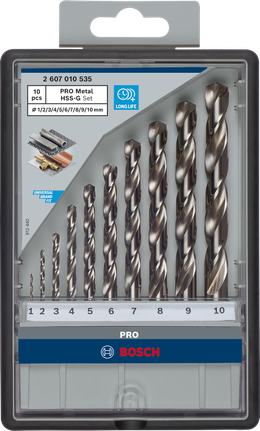 PRO Metal HSS-G Twist Drill Bit Set, 10 pcs Bosch PRO Metal HSS-G drill bit set 10 pcs.