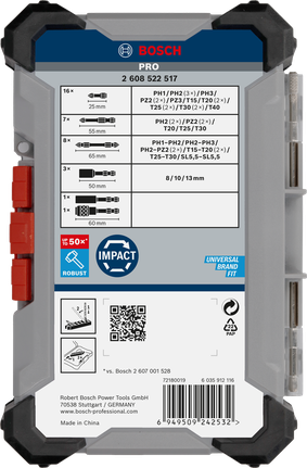 Bosch PRO Impact screwdriver bit set display 6 x 36 pcs.