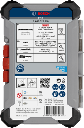 PRO Impact Mixed Set, Display, 6 x 35 pcs Bosch PRO Impact Mixed Set 35 pcs.