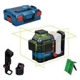 Bosch GLL 18V-120 laser leveling tool with case and accessories.