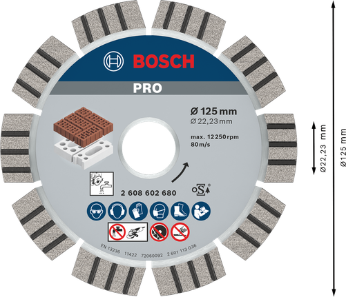 Bosch PRO Abrasive Diamond Disc 125 mm for brick cutting.