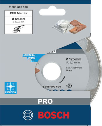 PRO Marble Diamond Disc, 125 x 22.23 mm Bosch PRO Marble diamond disc 125×22.23 mm.
