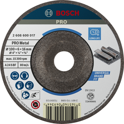 Bosch PRO Metal Grinding Disc, 100 x 6 x 16 mm.