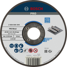 Bosch PRO Metal Bonded Cutting Disc 125 mm long life.