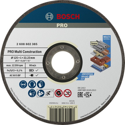 Bosch PRO Multi Material Cutting Disc 125 mm for universal cutting.
